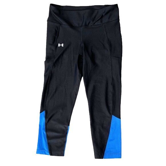Under Armour Leggings Capris Spell Out Logo Zip Pocket Activewear Sporty Size S - Picture 1 of 11
